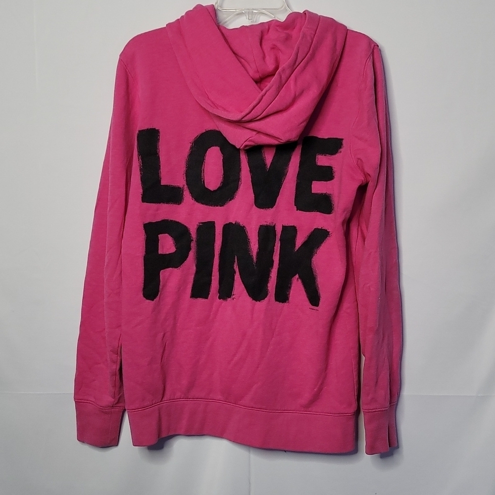 Victoria Secret Pink hooded hoodie zip up sweatshirt sz Medium